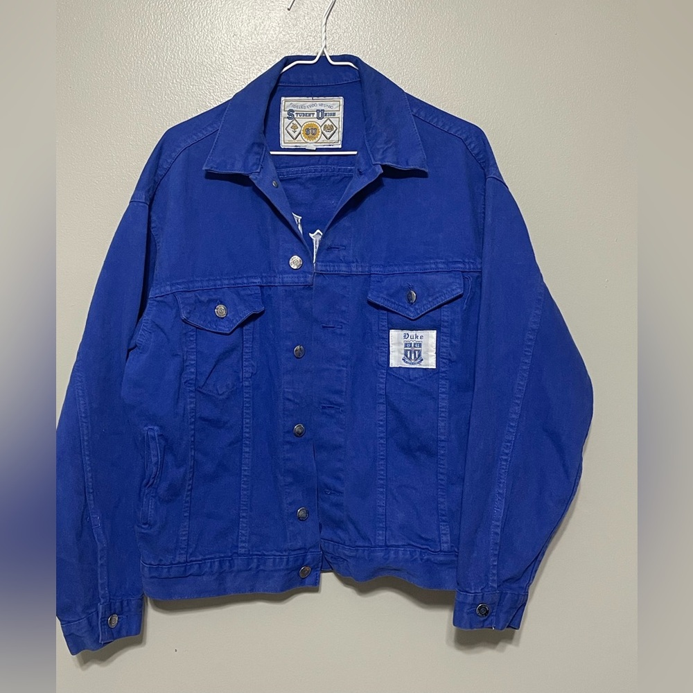 Vtg Duke Union Made In USA Size Large Embossed Jean Jacket!!! Nice Condition!
